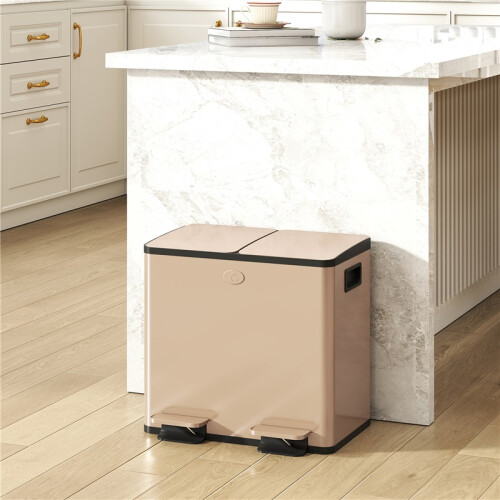 30L Dual Compartment Stainless Steel Bin, with Deodoriser Holders - Gold Tone 2