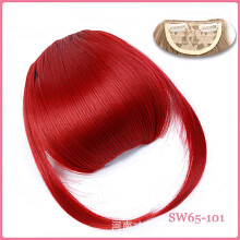 Red Clip-In Bangs Synthetic French Fringe Hairpiece for