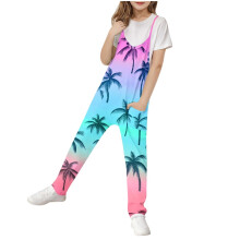 Ärmlös Hawaii-jumpsuit med palmtryck och fickor för kvinnor