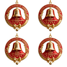 USA250-årsjubileumsklocka Ornament Set 4 delar Röd