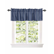 Cantonnière à rayures bleu marine 152 x 46 cm (60 x 18 po) à œillets