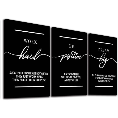 Motiverande Canvas Poster Svarta Citat 1-pack