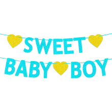 Babyparty-Dekoration, blaues Glitzerbanner für Jungen (1 Stück)
