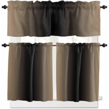 Kakisvart Ombre Köksgardinset Stångficka 86 cm