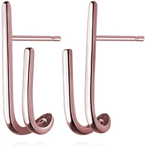 Sterling Silver Bar Open Hoop Earrings Huggie