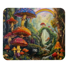 Mauspad Bunte Pilze Regenbogen 21x25cm Rutschfest