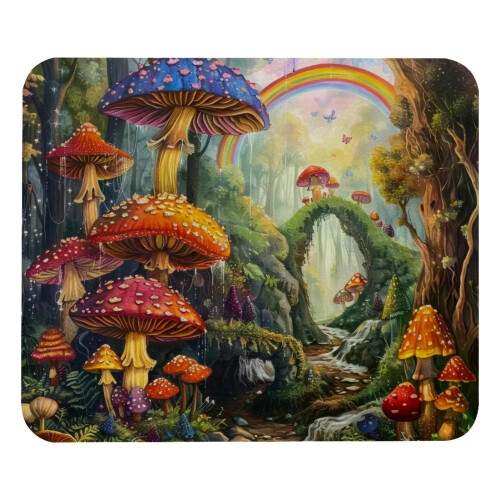 Mauspad Bunte Pilze Regenbogen 21x25cm Rutschfest