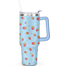 Mug de voyage 1,2 L (40 oz) motif frites, isotherme en acier inoxydable