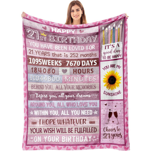 Coperta per il 21 compleanno per lei, 50x60 pollici