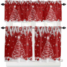 Rideaux de cuisine rouges de Noël, ensemble à œillets, 61 cm (24 pouces), pin