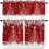 Red Christmas Kitchen Curtains Set Rod Pocket 24 Inch Pine 1
