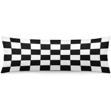 Fodera per cuscino a quadri bianchi e neri, 40x101 cm (16x40 pollici)