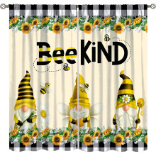 Sunflower Kids Curtains Cartoon Gnome Bee Pattern 42x63 in