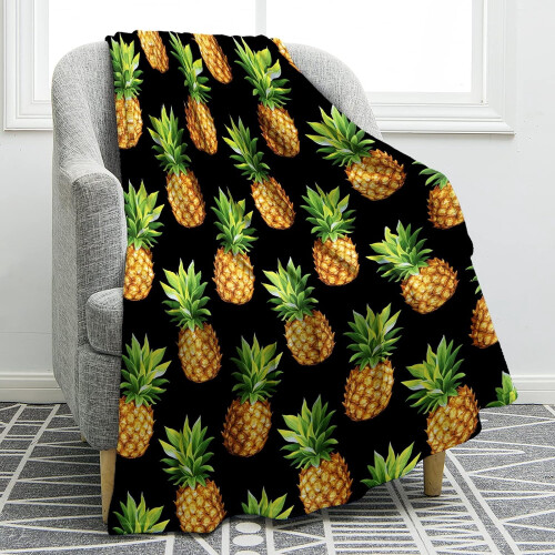 Plaid léger et chaud à motif ananas 152 x 203 cm