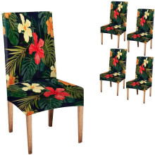 Ensemble de 4 housses de chaises tropicales hawaĂŻennes extensibles et lavables