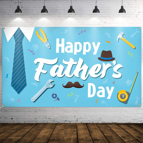 Vatertags-Partybanner, blauer Polyester-Hintergrund, 78,7 x