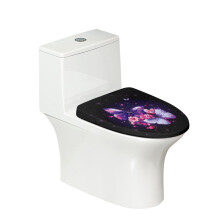 Housse de couvercle de toilette papillon et fleur de pêcher, élastique et lavable