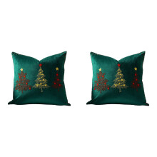 Housse de coussin en velours brodé en forme d'étoile pour sapin de Noël, 45 x 45 cm