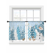 Rideaux voilages bleus bonhomme de neige 52 x 45 po