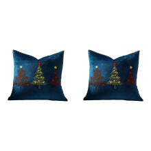 Housse de coussin en velours brodé en forme d'étoile pour sapin de Noël, 45 x 45 cm