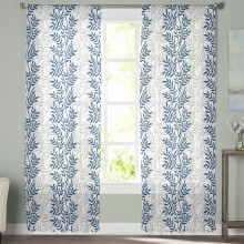 Voilages à motif de feuilles bleues, filtre la lumière, 132 cm de large