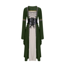 Gothic-Bustierkleid für Damen mit eckigem Ausschnitt, langen Ärmeln und Spitze
