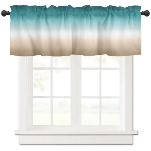 Teal Green Khaki Gradient Curtains 2-Pack 1