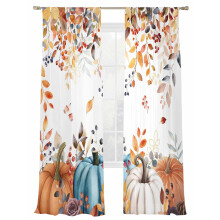 Tende trasparenti a tema zucca 52x84 pollici Arancione autunnale Marrone