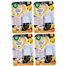 4 x Air Wick Vanilla & Caramel Iced Latte Plug-in Device + 19ml Refill 400 Days