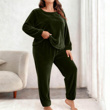 Ensemble pyjama en flanelle à manches longues pour femmes grandes tailles