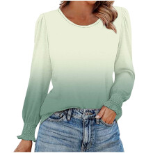 Women's Long Sleeve Business Casual Blouse with Smocked