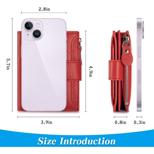 Women's RFID-Blocking Bifold Leather Wallet with Zipper 2