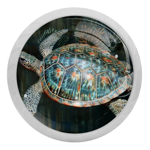 Κρυστάλλινα πόμολα ντουλαπιού Vintage Sea Turtle 4 τεμάχια