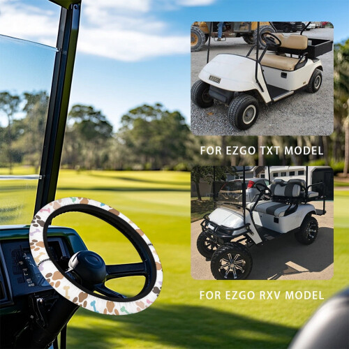 Golf Cart Steering Wheel Cover Paw Pattern Universal 1