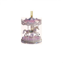 Pendentif Cheval à bascule, motif château rose, pour enfants