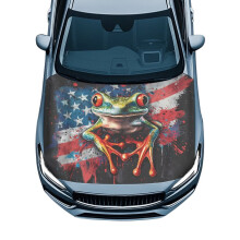 Housse de capot de voiture en polyester extensible avec drapeau américain et grenouille