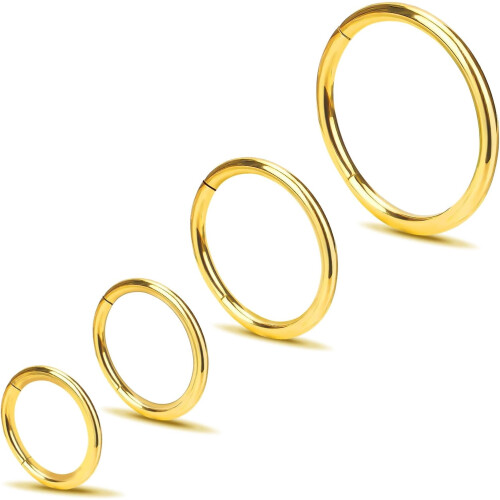 Titanium Nose Rings 20G/18G/16G 5–12mm Hoops 2Pcs