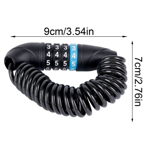 4-Digit Retractable Helmet Lock Cable for Motorcycle and 2