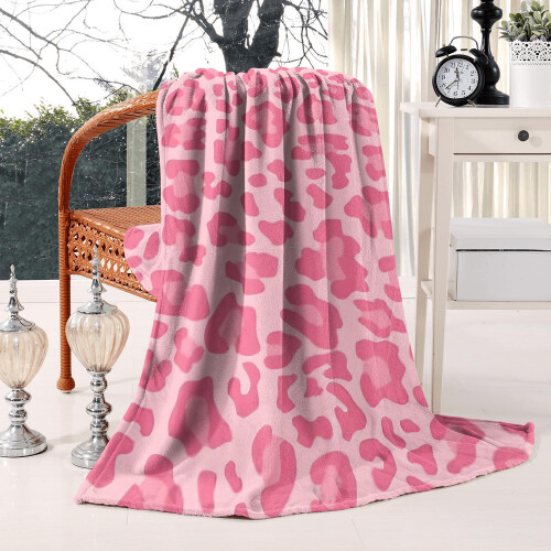 Leopardmönstrad fleecefilt 122x15 cm