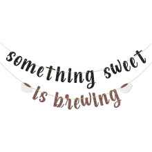 Bannière pour baby shower sur le thème du café, motif « douce infusion », noir et marron