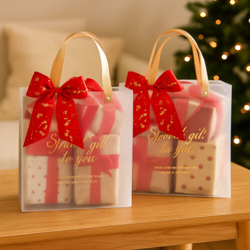Transparente Weihnachtsgeschenktasche für die Hand (1 Stück)
