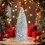 Christmas Miniature Pine Tree Bottle Brush Decoration Silver 5