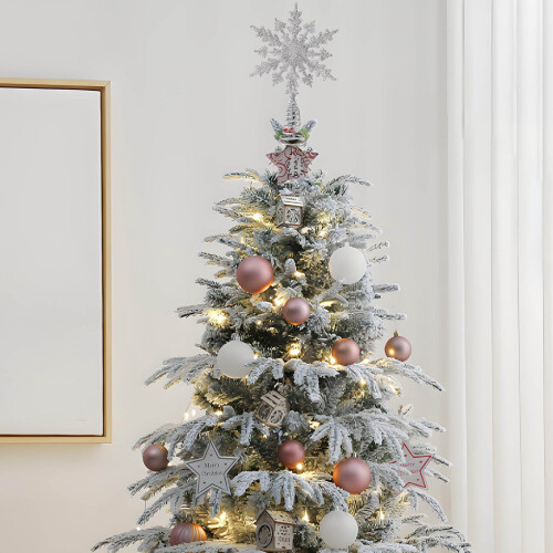 Glitter Snowflake Tree Topper Silver Metal 1
