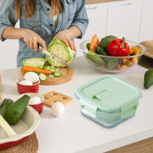 Boîte à bento en verre, compatible micro-ondes et lave-vaisselle, 4 compartiments