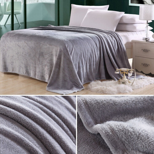 Flannel Fleece Blanket Grey 27.5 x 39.4 Inches 2