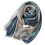 Écharpe en coton et lin dégradée bicolore bleu clair, taille unique 1