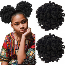 Curly Ponytail Drawstring Bun Extension with Petal Braided