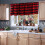 Plaid Curtains Red Black White Polyester 55x15 Inch 5