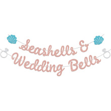 Seashells Wedding Bells Banner Coastal Bridal Shower Decor