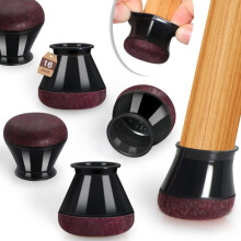 Patins de protection carrés noirs pour pieds de chaise, lot de 16, pour bois dur